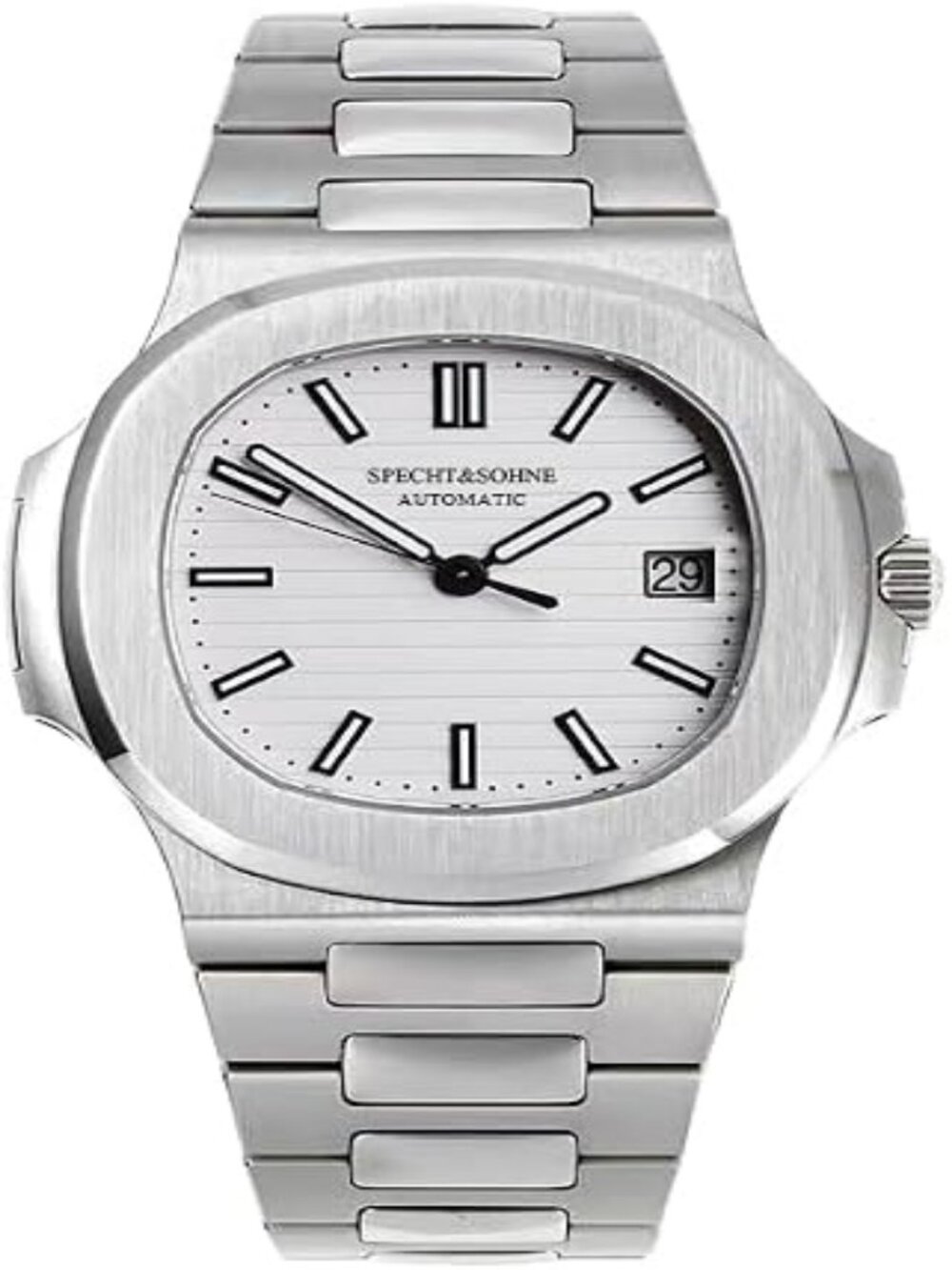Men's White Automatic Mechanical Sapphire Crystal Waterproof Dress Wrist Watch